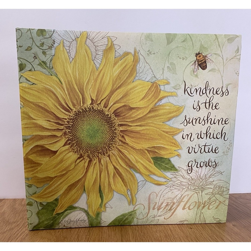 Virtue Grows Sunflower Recipe Binder Book Dividers Hard Cover Plastic Sleeves